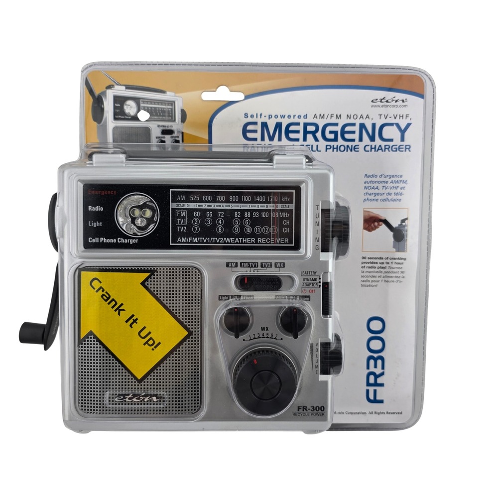 Eton FR300 Emergency Radio AM FM NOAA Weather‎ Cell Phone Charger Silver NEW